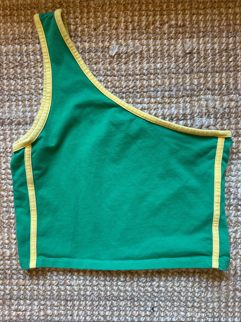 Forever 21 Green Yellow Crop Top One shoulder Size M FIFA World Cup Brazil